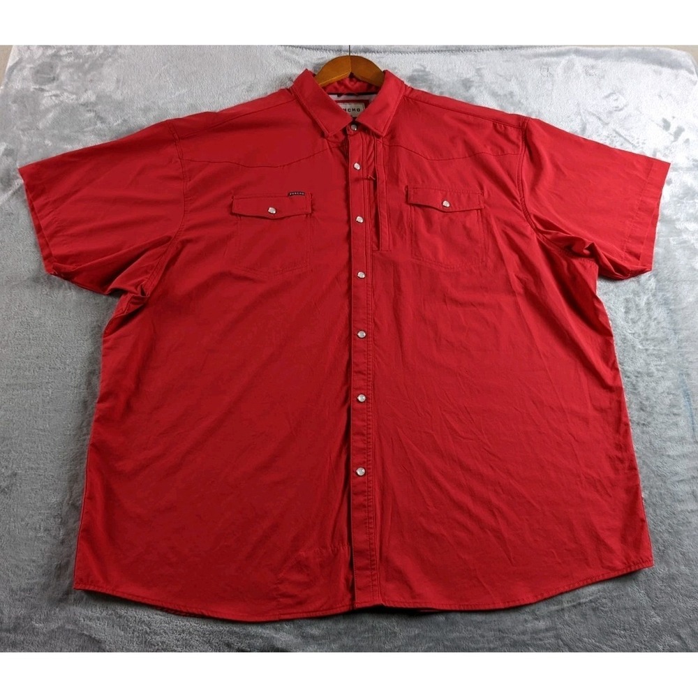 Poncho Shirt Mens 3XL Red Short Sleeve Pearl Snap Regular Fit Stretch Fishing - Picture 2 of 14